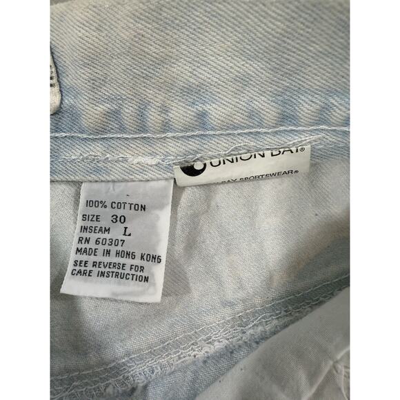 Vintage Union Bay Bleached Carpenter Pleated Old School Light Wash Jeans Size 30 - Picture 7 of 13